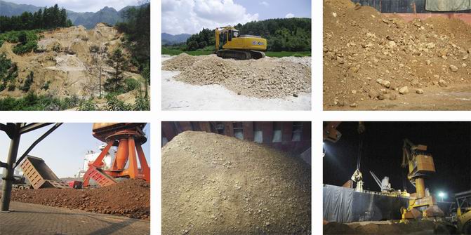 Barite mining, raw material handling and production
