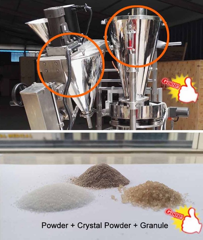 Auger and volumetric dosing systems with powder and granule samples